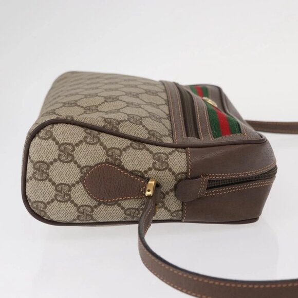 GUCCI GG Supreme Web Sherry Line Bag PVC Beige Gold 56 02 088 Auth 156434 - Picture 4 of 15